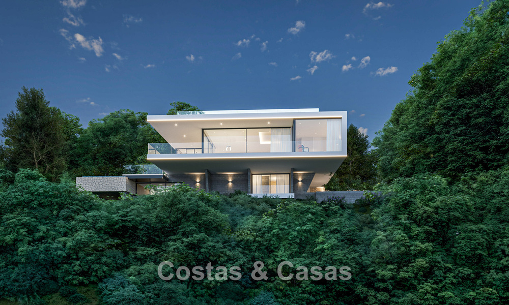 Villa de obra nueva sobre plano con arquitectura vanguardista en venta en las colinas de Marbella - Benahavís 783401