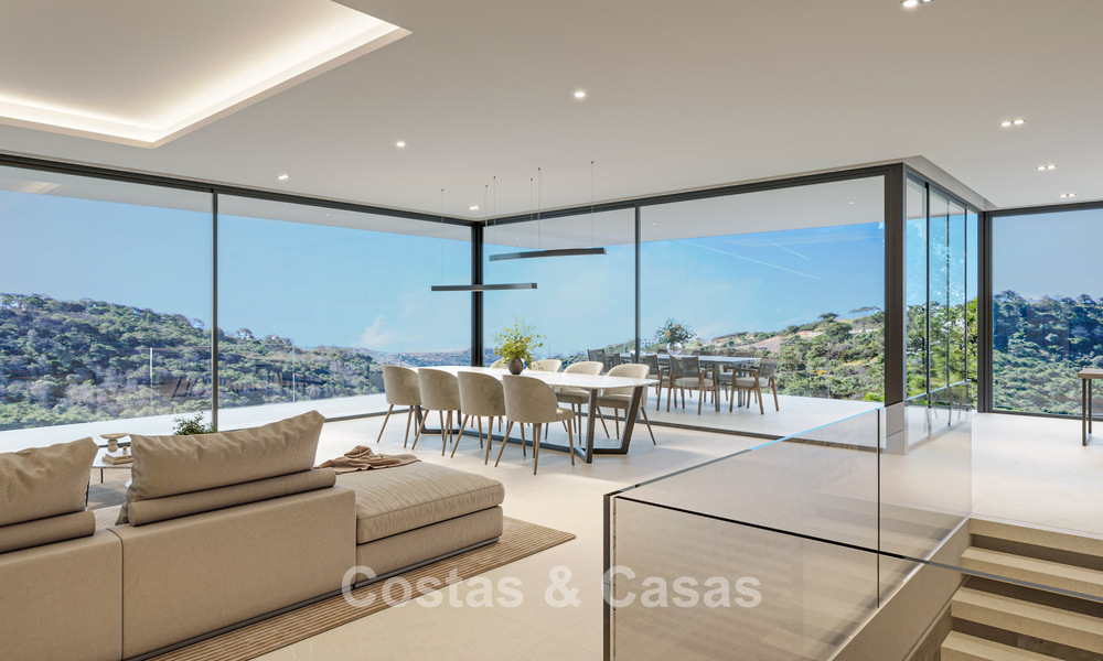 Villa de obra nueva sobre plano con arquitectura vanguardista en venta en las colinas de Marbella - Benahavís 783404
