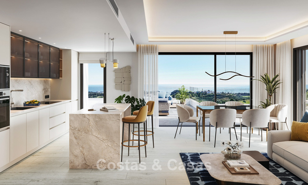 ¡Lanzamiento! Apartamentos con vistas panorámicas al mar en venta, en primera línea de golf en Mijas Costa, Costa del Sol 784984