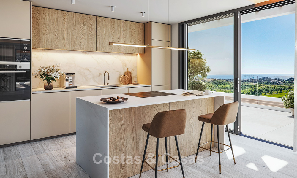 ¡Lanzamiento! Apartamentos con vistas panorámicas al mar en venta, en primera línea de golf en Mijas Costa, Costa del Sol 784988