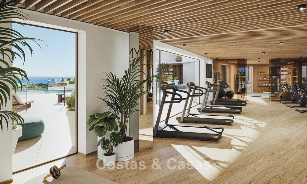 ¡Lanzamiento! Apartamentos con vistas panorámicas al mar en venta, en primera línea de golf en Mijas Costa, Costa del Sol 784991