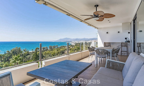 Apartamento contemporáneo reformado de 3 dormitorios con vistas abiertas al mar en venta en la zona este del centro de Marbella 785516