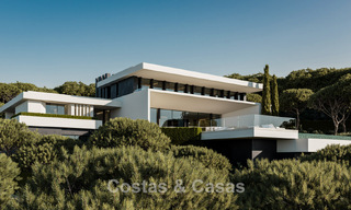 Villas de obra nueva de diseño arquitectónico con vistas al mar en venta en una urbanización segura en Benahavís, Marbella 785773 