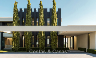 Villas de obra nueva de diseño arquitectónico con vistas al mar en venta en una urbanización segura en Benahavís, Marbella 785778 