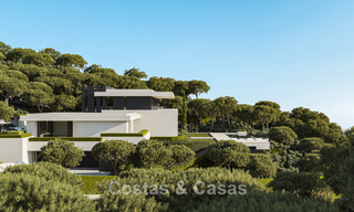 Villas de obra nueva de diseño arquitectónico con vistas al mar en venta en una urbanización segura en Benahavís, Marbella 785782 