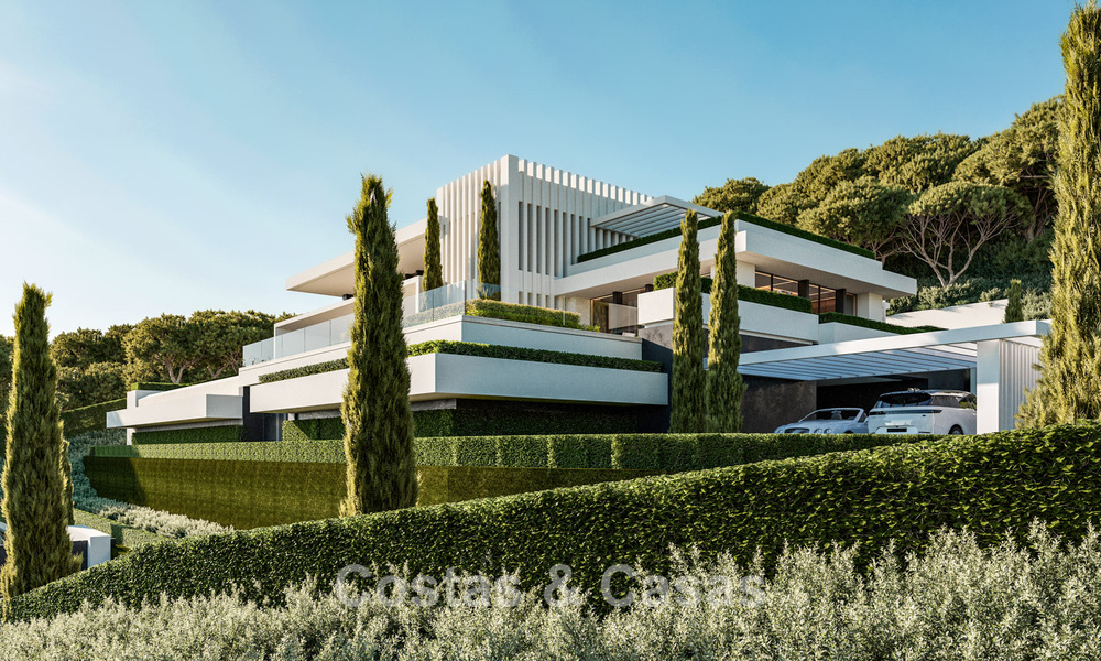 Villas de lujo de alta gama con vistas panorámicas al mar en una urbanización segura en Benahavís, Marbella 785787