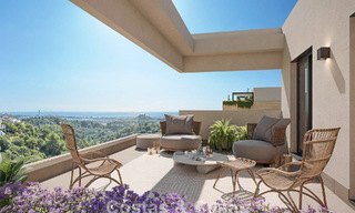 ¡Lanzamiento! Apartamentos innovadores sobre plano en venta con vistas al mar en las colinas de Marbella Este 787024 