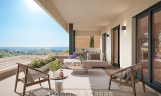 ¡Lanzamiento! Apartamentos innovadores sobre plano en venta con vistas al mar en las colinas de Marbella Este 787025 