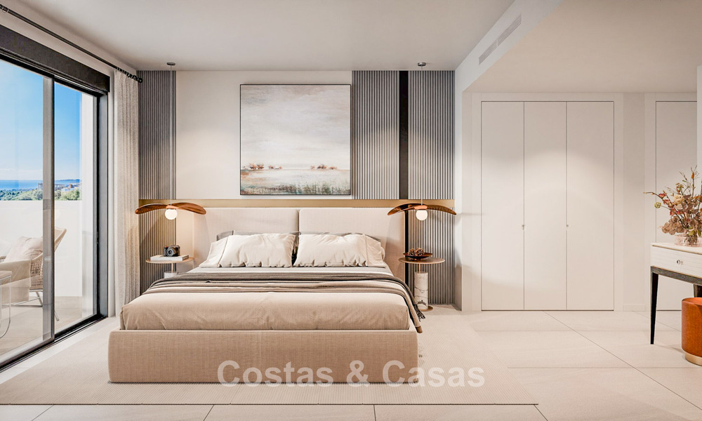 ¡Lanzamiento! Apartamentos innovadores sobre plano en venta con vistas al mar en las colinas de Marbella Este 787033