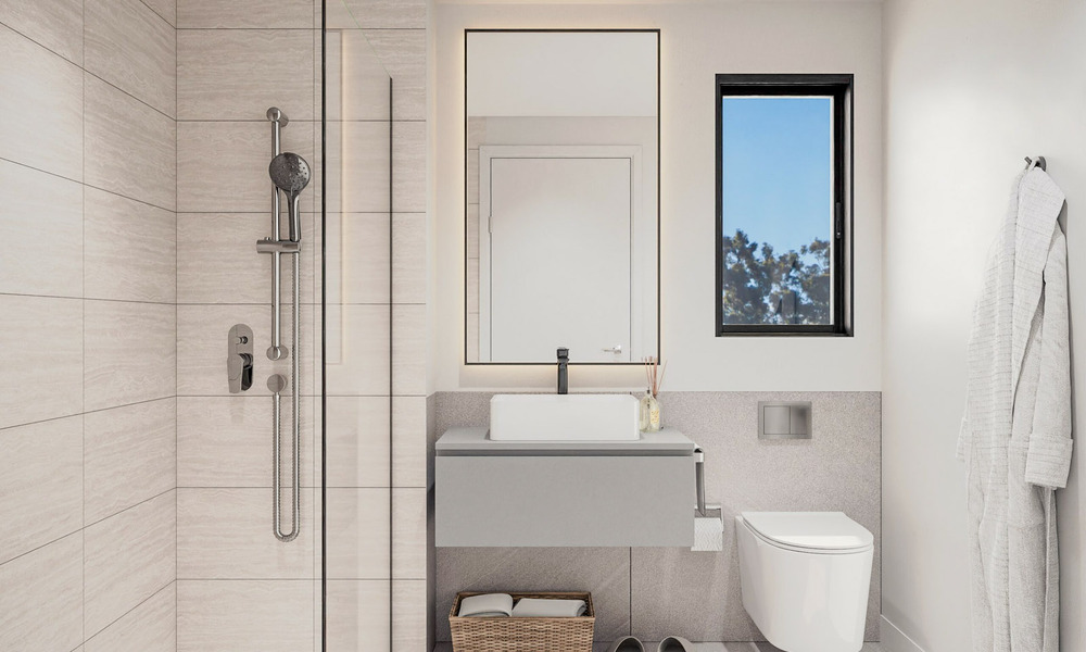 ¡Lanzamiento! Apartamentos innovadores sobre plano en venta con vistas al mar en las colinas de Marbella Este 787034