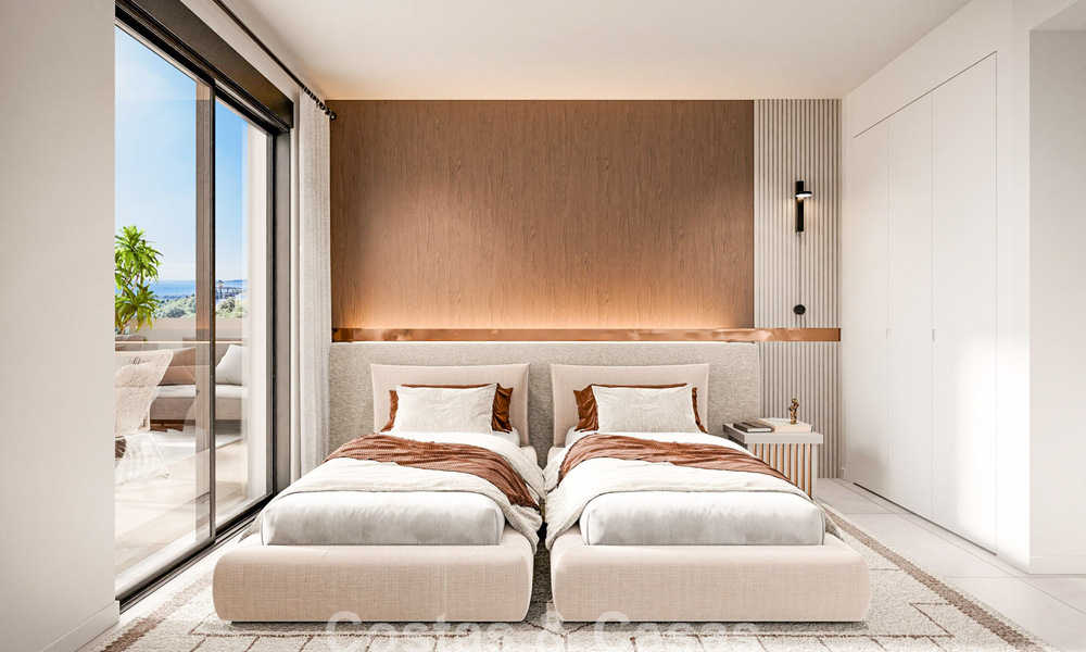 ¡Lanzamiento! Apartamentos innovadores sobre plano en venta con vistas al mar en las colinas de Marbella Este 787036