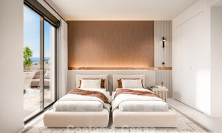 ¡Lanzamiento! Apartamentos innovadores sobre plano en venta con vistas al mar en las colinas de Marbella Este 787036 