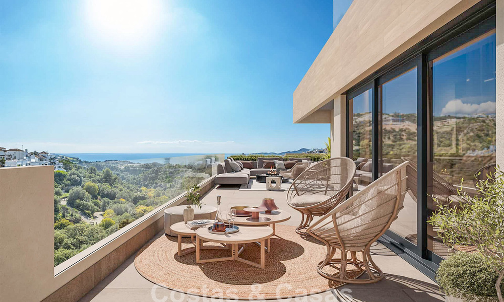 ¡Lanzamiento! Apartamentos innovadores sobre plano en venta con vistas al mar en las colinas de Marbella Este 787039
