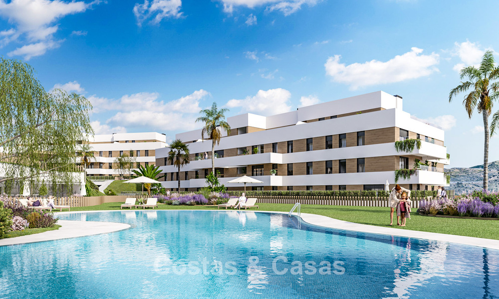 Lanzamiento. Apartamentos de obra nueva de estilo contemporáneo en venta, rodeados de campos de golf en Mijas, Costa del Sol 787794
