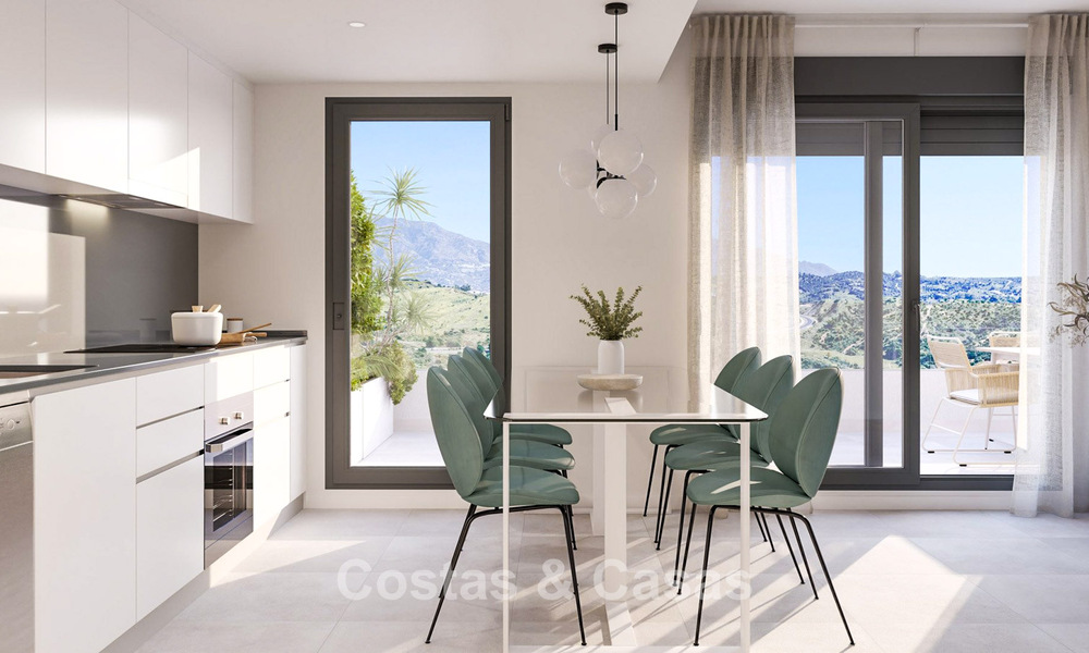 Lanzamiento. Apartamentos de obra nueva de estilo contemporáneo en venta, rodeados de campos de golf en Mijas, Costa del Sol 787804
