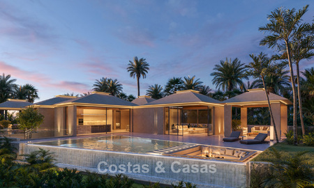 Elegante villa de una sola planta, de nueva construcción, en venta en una zona privilegiada de golf de Nueva Andalucía, Marbella 789185