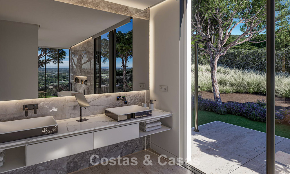 Obra maestra arquitectónica con vistas al mar espectaculares en venta en una comunidad privada y cerrada en Sotogrande, Costa del Sol 790747