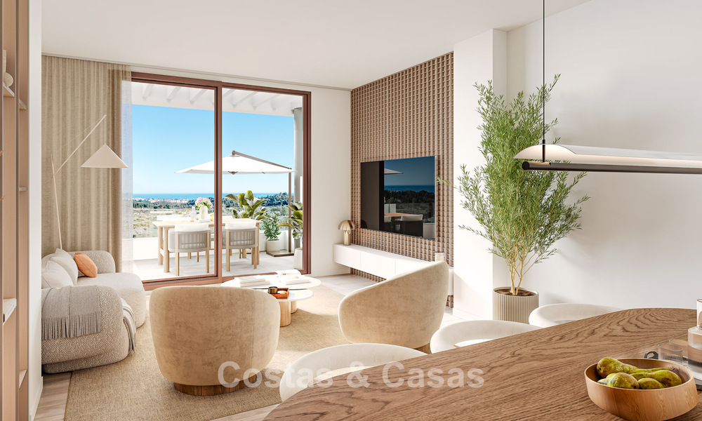 Elegantes apartamentos de obra nueva con vistas panorámicas al mar en venta en Mijas Costa, Costa del Sol 791715