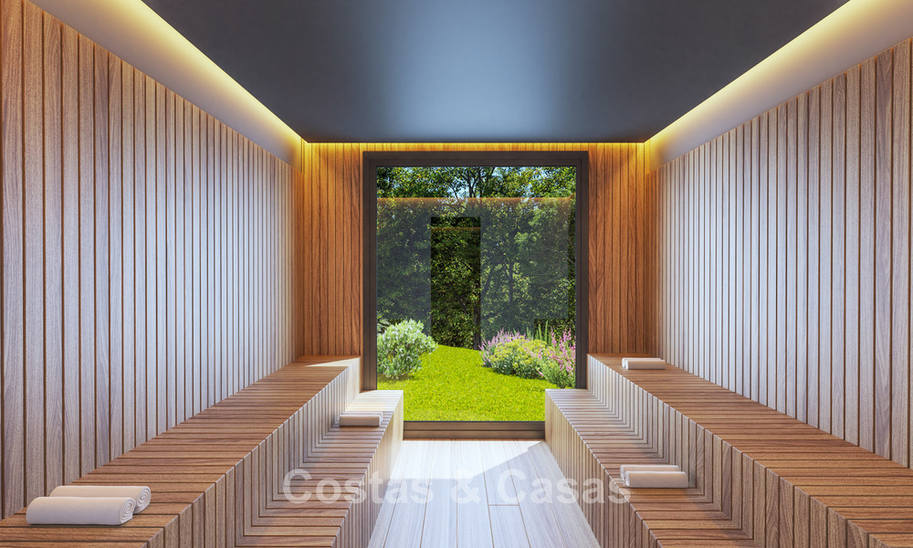 Adosados contemporáneos de diseño moderno en venta en un entorno de golf en Mijas Costa, Costa del Sol 791818