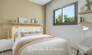 Adosados contemporáneos de diseño moderno en venta en un entorno de golf en Mijas Costa, Costa del Sol 791822 