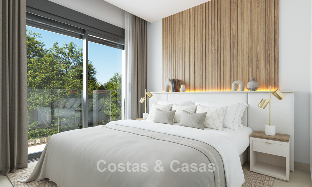 Adosados contemporáneos de diseño moderno en venta en un entorno de golf en Mijas Costa, Costa del Sol 791823