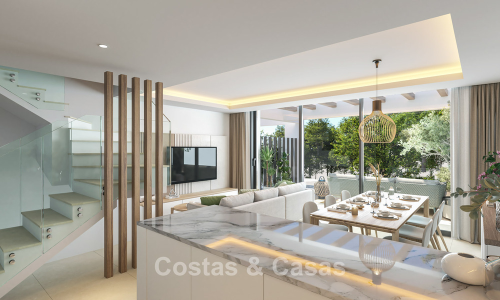 Adosados contemporáneos de diseño moderno en venta en un entorno de golf en Mijas Costa, Costa del Sol 791824