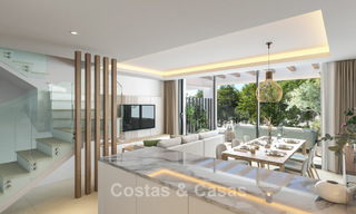 Adosados contemporáneos de diseño moderno en venta en un entorno de golf en Mijas Costa, Costa del Sol 791824 