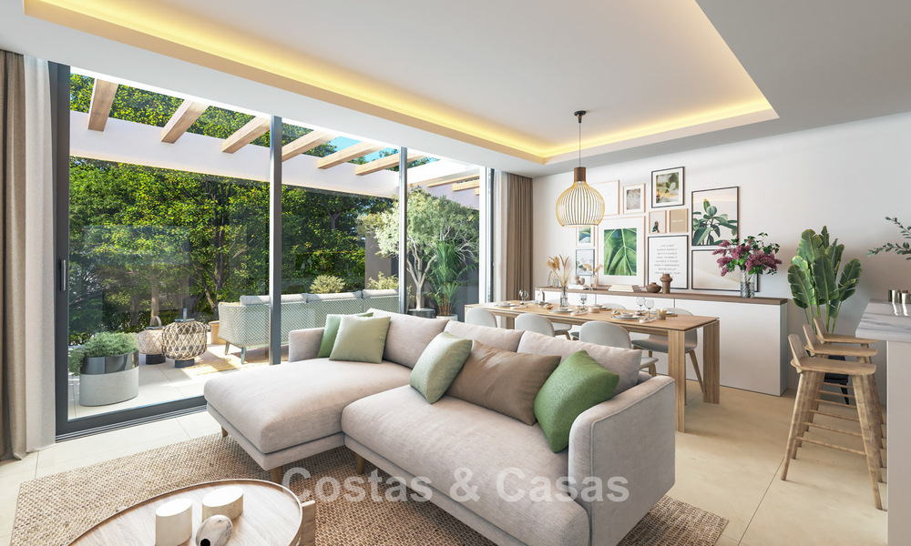 Adosados contemporáneos de diseño moderno en venta en un entorno de golf en Mijas Costa, Costa del Sol 791825