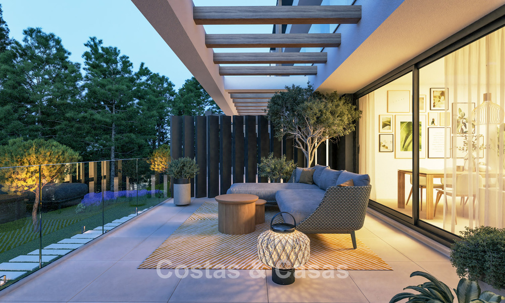 Adosados contemporáneos de diseño moderno en venta en un entorno de golf en Mijas Costa, Costa del Sol 791827