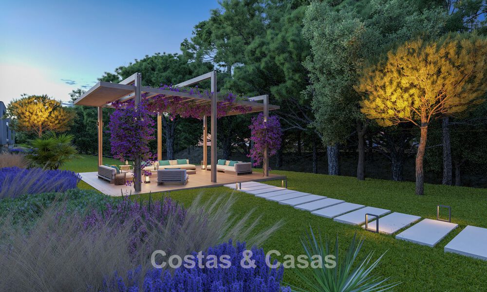 Adosados contemporáneos de diseño moderno en venta en un entorno de golf en Mijas Costa, Costa del Sol 791828