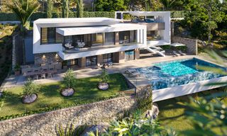 Villa de obra nueva sobre plano con arquitectura sofisticada y vistas panorámicas al mar en venta en Marbella - Benahavís 792681 