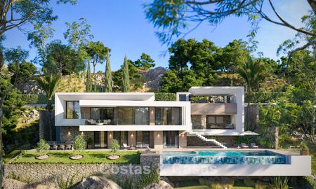 Villa de obra nueva sobre plano con arquitectura sofisticada y vistas panorámicas al mar en venta en Marbella - Benahavís 792686
