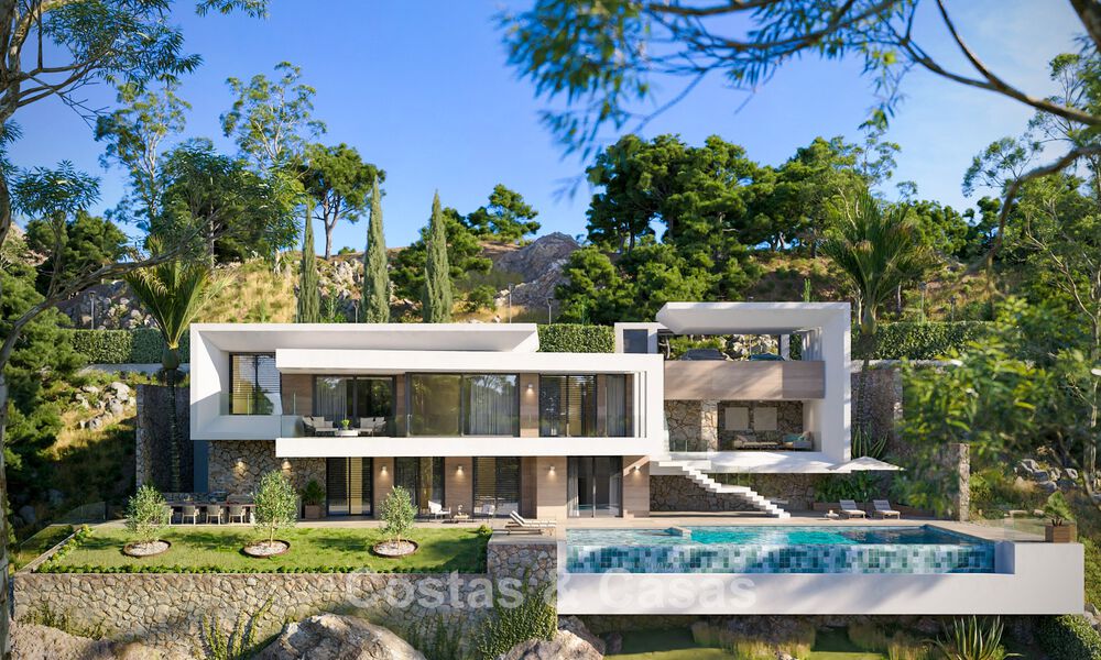 Villa de obra nueva sobre plano con arquitectura sofisticada y vistas panorámicas al mar en venta en Marbella - Benahavís 792686