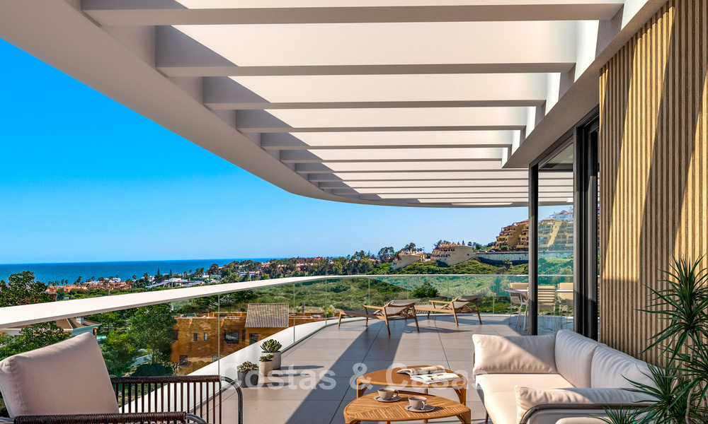 Apartamentos de obra nueva modernos con vistas panorámicas al mar en venta en Manilva, Costa del Sol 792926