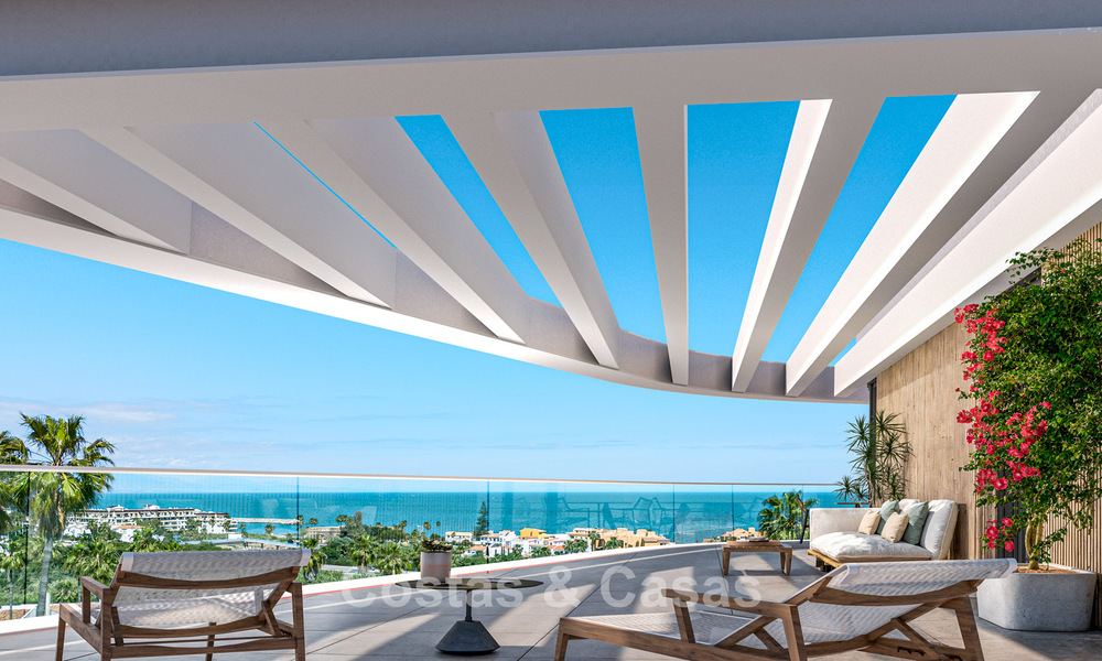 Apartamentos de obra nueva modernos con vistas panorámicas al mar en venta en Manilva, Costa del Sol 792927