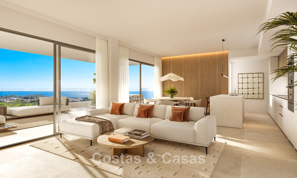 Apartamentos innovadores con vistas panorámicas al mar en venta en un resort de golf en Mijas Costa, Costa del Sol 792971