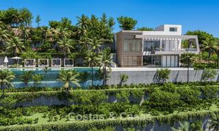 ¡Lanzamiento! Villas adosadas modernas con vistas al mar en venta en un complejo estilo resort en Elviria, Este de Marbella 793131 