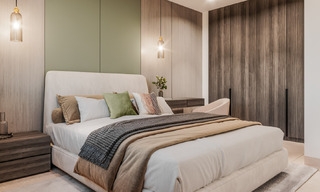 ¡Lanzamiento! Villas adosadas modernas con vistas al mar en venta en un complejo estilo resort en Elviria, Este de Marbella 793145 