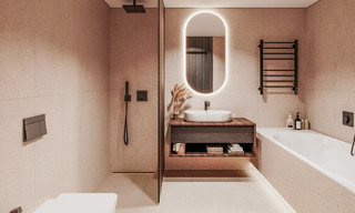 ¡Lanzamiento! Villas adosadas modernas con vistas al mar en venta en un complejo estilo resort en Elviria, Este de Marbella 793147 