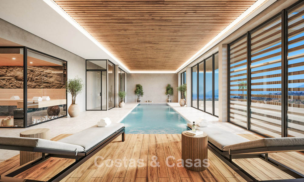 ¡Lanzamiento! Villas adosadas modernas con vistas al mar en venta en un complejo estilo resort en Elviria, Este de Marbella 793151