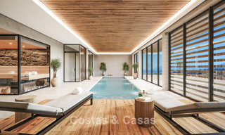 ¡Lanzamiento! Villas adosadas modernas con vistas al mar en venta en un complejo estilo resort en Elviria, Este de Marbella 793151 