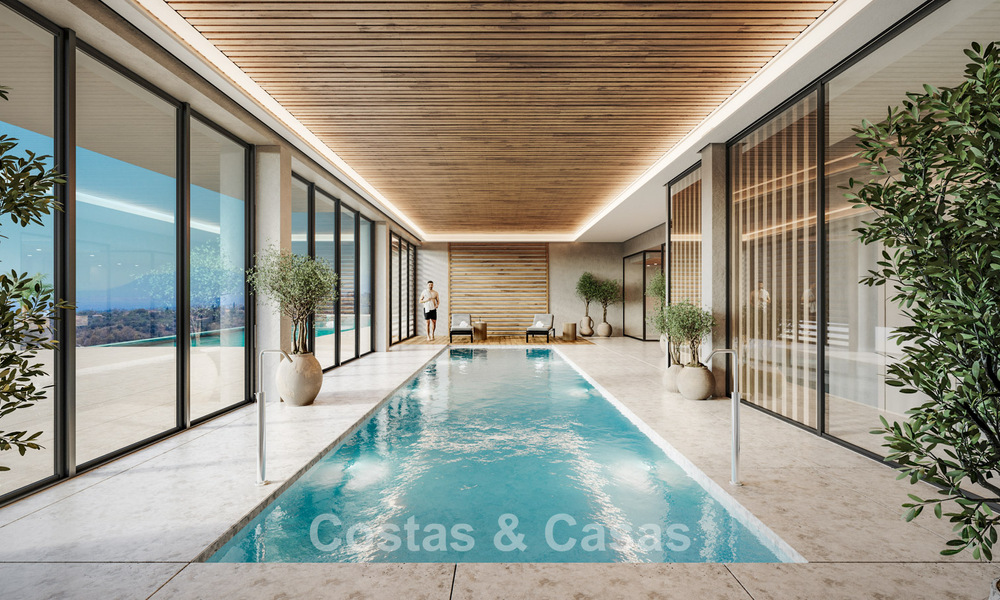 ¡Lanzamiento! Villas adosadas modernas con vistas al mar en venta en un complejo estilo resort en Elviria, Este de Marbella 793152