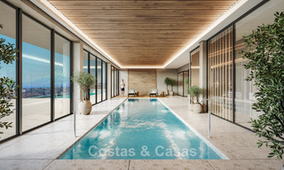 ¡Lanzamiento! Villas adosadas modernas con vistas al mar en venta en un complejo estilo resort en Elviria, Este de Marbella 793152 