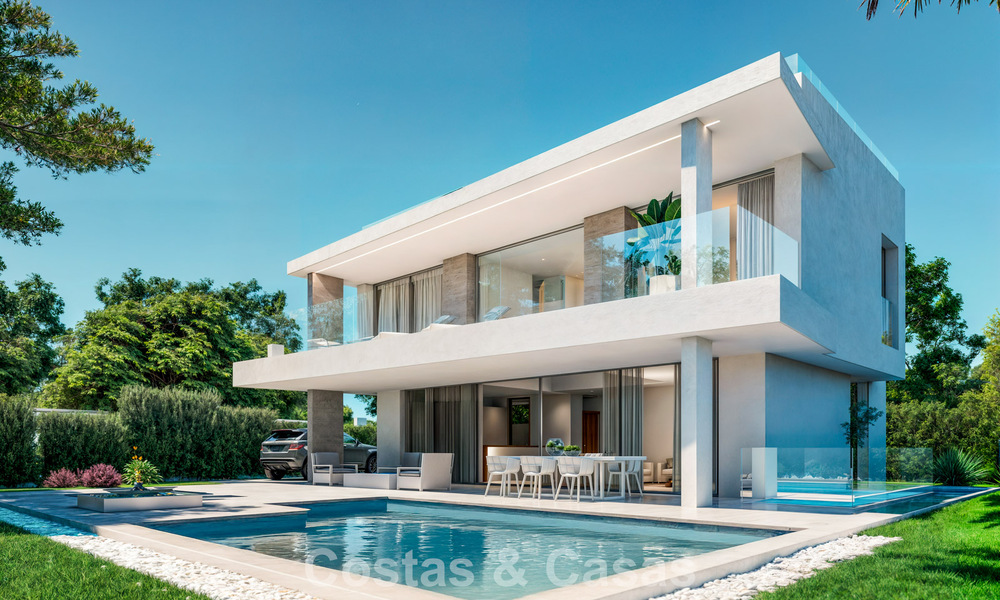 2 Villas de lujo nuevas en venta a poca distancia a pie de una casa club de golf en la New Golden Mile, Marbella - Estepona 794257