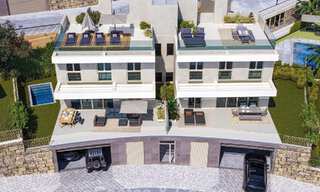 Exclusivas villas pareadas con vistas al mar en venta en un entorno de golf privilegiado en Mijas, Costa del Sol 795287 