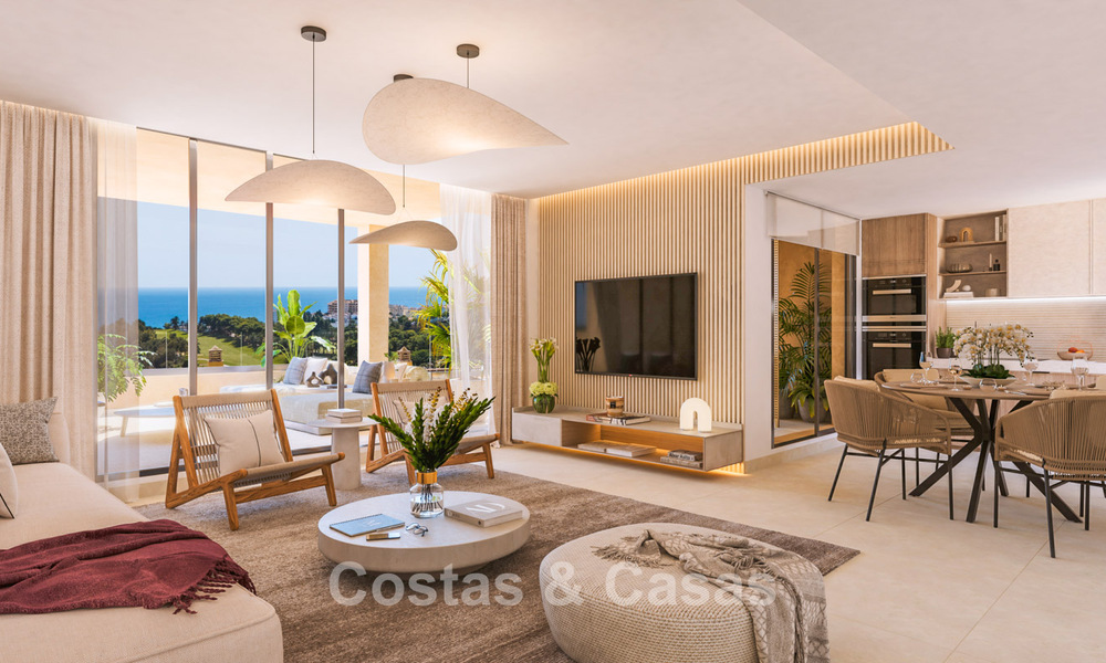 Exclusivos apartamentos de obra nueva con vistas panorámicas al golf y al mar en venta en Benalmádena, Costa del Sol 795445