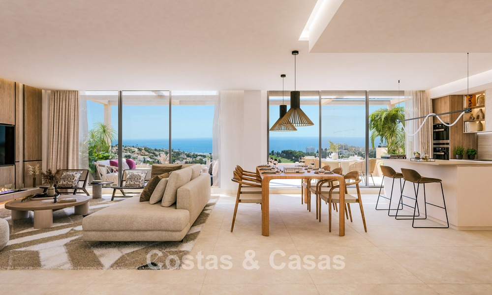 Exclusivos apartamentos de obra nueva con vistas panorámicas al golf y al mar en venta en Benalmádena, Costa del Sol 795446