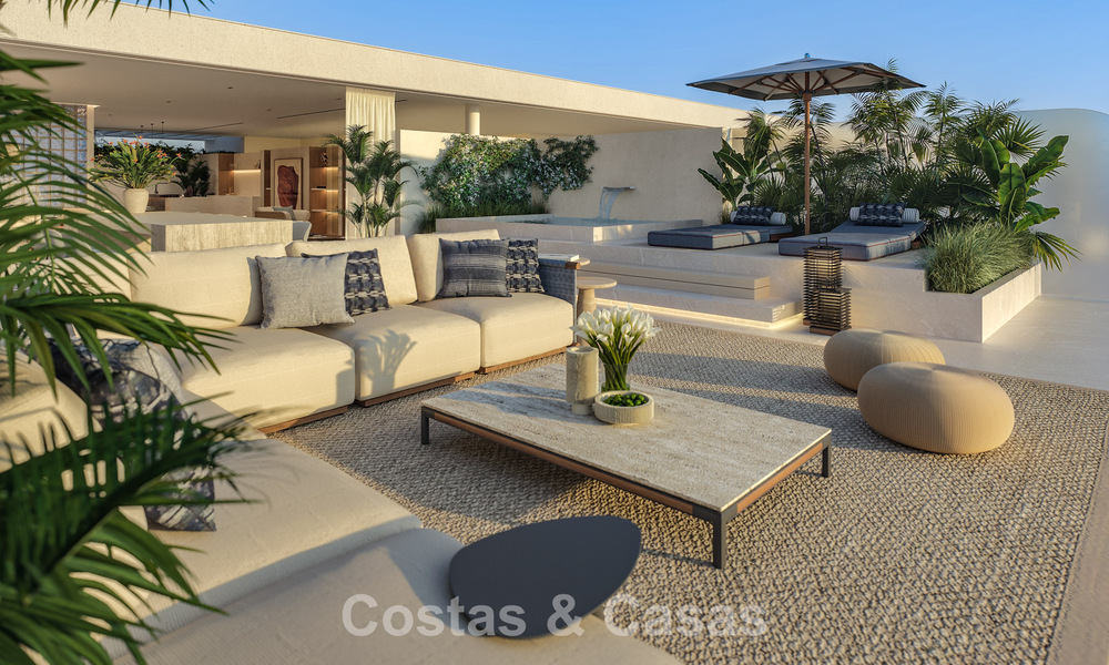 Lanzamiento! Apartamentos de lujo vanguardistas en venta con vistas al mar, a un paso de la playa y del paseo marítimo en Estepona 797194