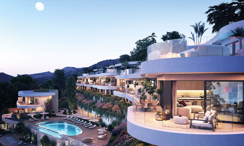 Lanzamiento! Innovadoras villas adosadas en venta con piscina privada en una urbanización muy deseada en Fuengirola, Costa del Sol 797360