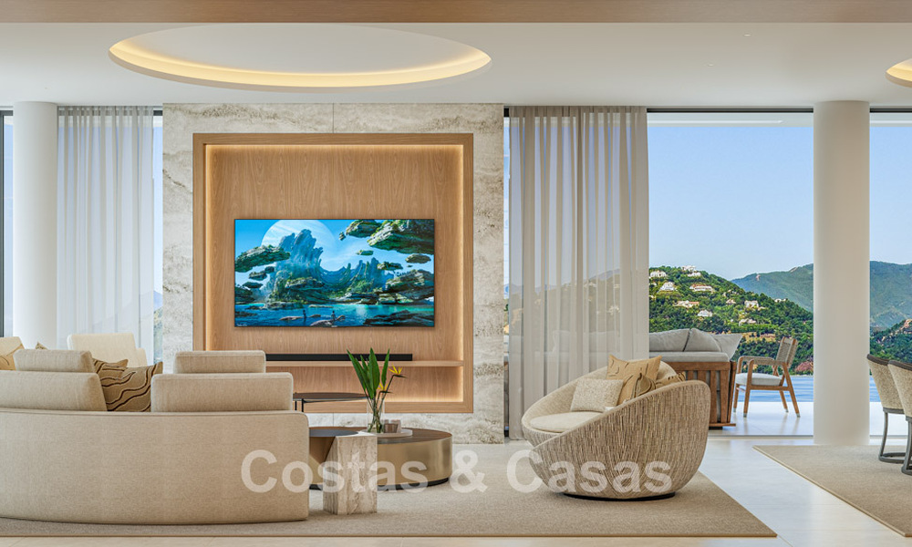 Villa de lujo de diseño con vistas panorámicas al mar en venta en un exclusivo resort de golf cerrado en Marbella - Benahavís 799027